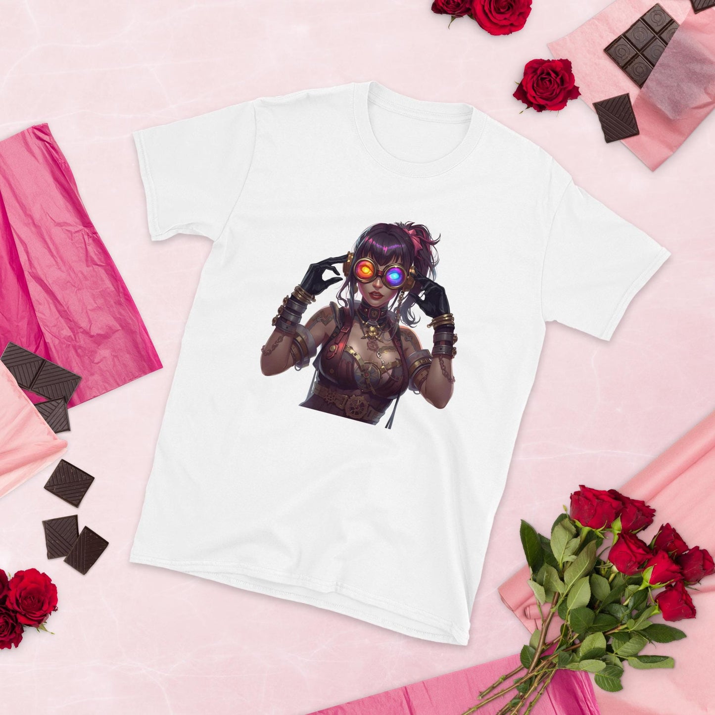 Steampunk Fairy Neon Goggles T Shirt | Cyberpunk Gear Corset Graphic Tee | Fantasy Streetwear Top