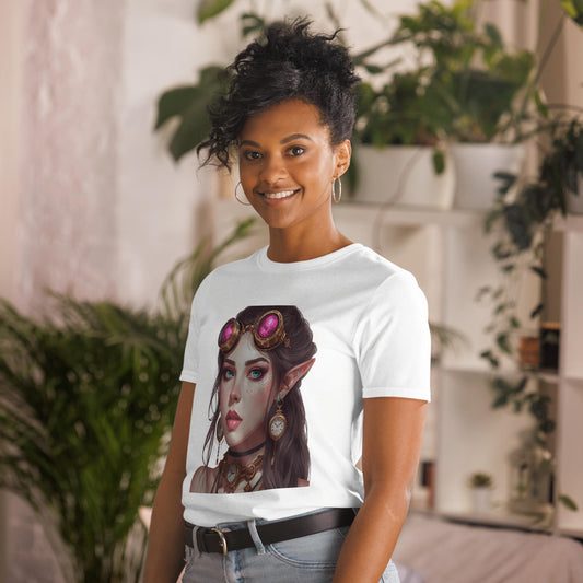 Steampunk Elf Fairy T Shirt | Pink Goggles Portrait | Vintage Fantasy Graphic Tee | Unique Gift