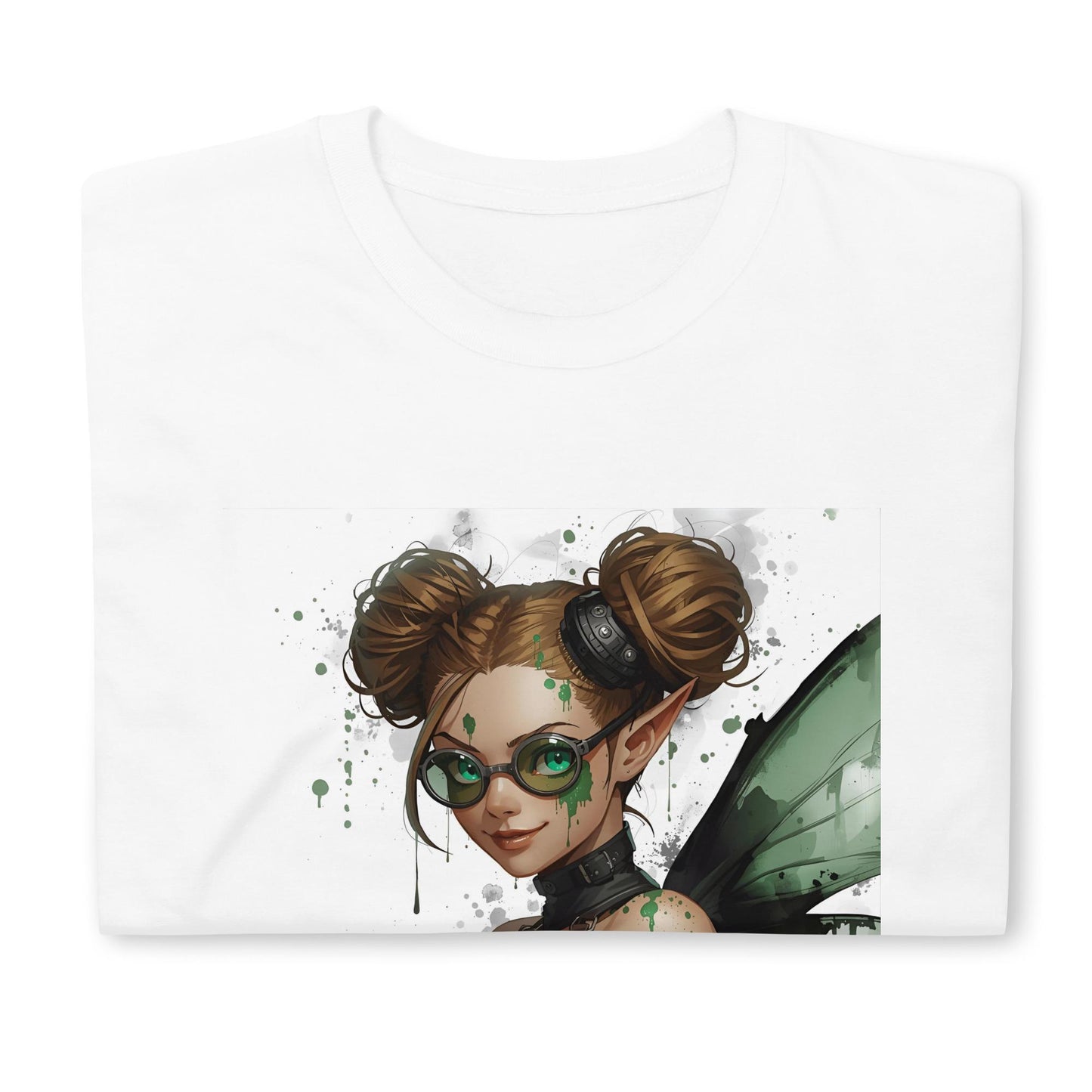 Steampunk Fairy T Shirt | Green Goggles Pixie | Winged Clockwork Art Tee | Fantasy Streetwear Top