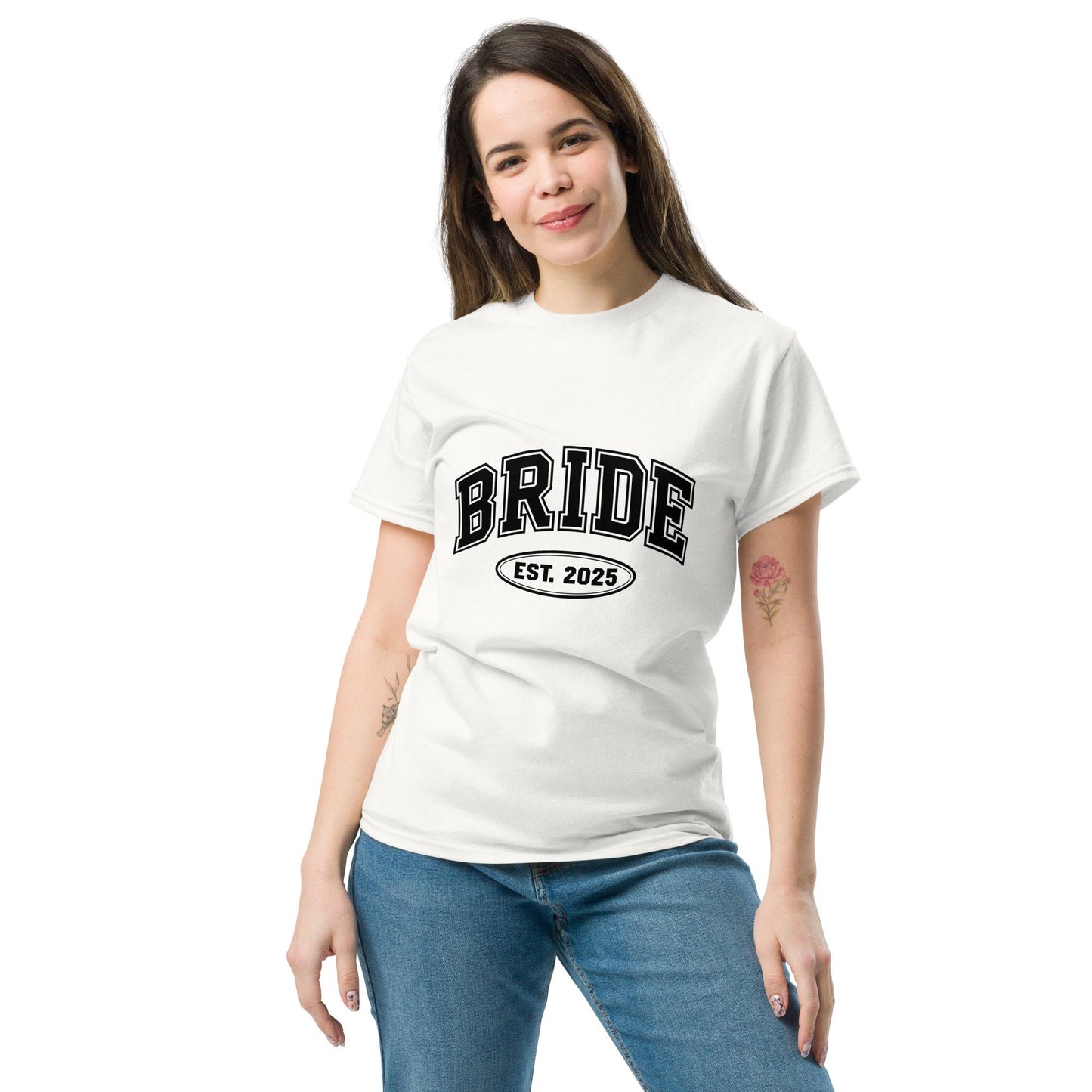 Bride Est. 2025 Varsity T-Shirt, Bride Shirt, Bachelorette Hen Party Tee, Bridal Shower Gift, Wedding Party Top, Personalized Year