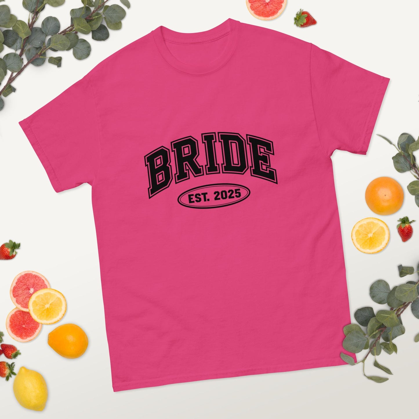 Bride Est. 2025 Varsity T-Shirt, Bride Shirt, Bachelorette Hen Party Tee, Bridal Shower Gift, Wedding Party Top, Personalized Year
