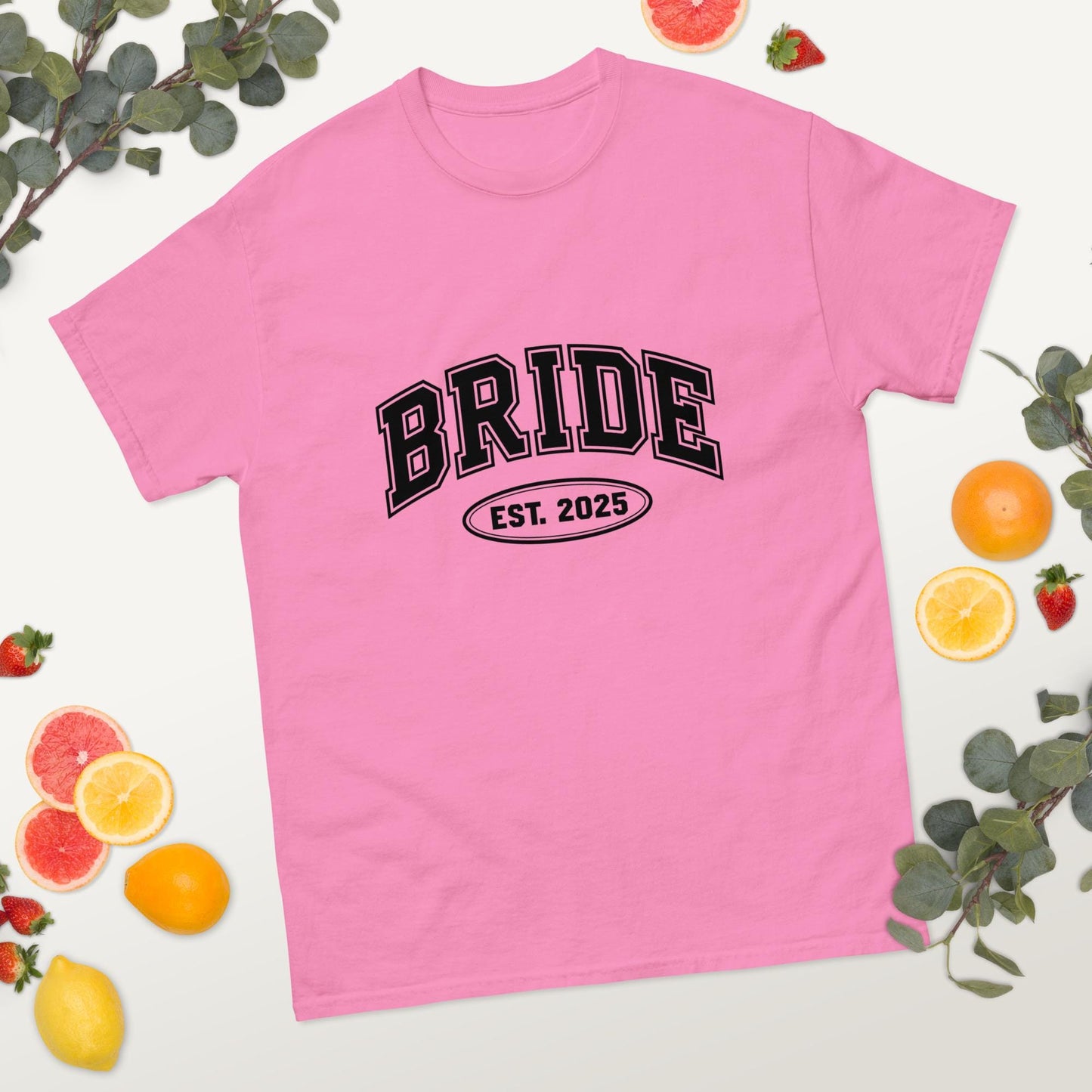 Bride Est. 2025 Varsity T-Shirt, Bride Shirt, Bachelorette Hen Party Tee, Bridal Shower Gift, Wedding Party Top, Personalized Year