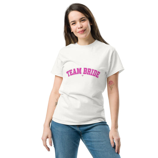 Team Bride Varsity Arch T-Shirt | Bachelorette Hen Party Shirt | Bridal Party Tee | Unisex | White on Black or Black on White | Personalized