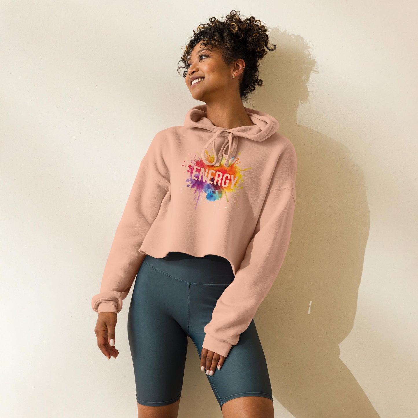 Energy Cropped Hoodie  Womens Workout Hoodie  Color Splash Gym Crop Top  Motivational Fitness Hoodie  Streetwear Gift