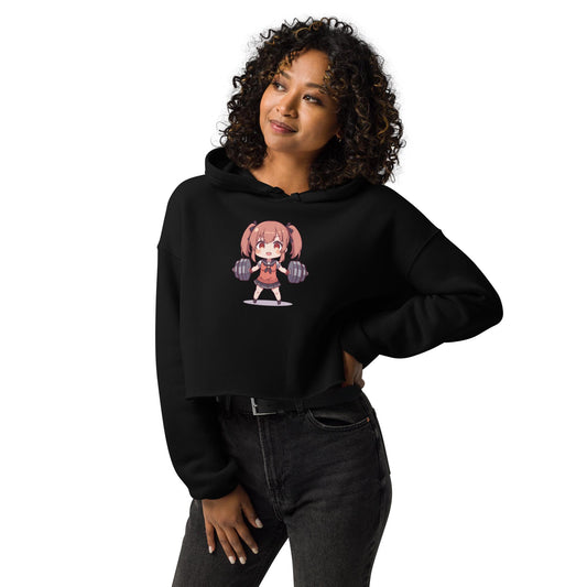 Anime Gym Girl Cropped Hoodie  Kawaii Fitness Hoodie  Cute Workout Crop Top  Weightlifting Hoodie  Womens Streetwear Gift