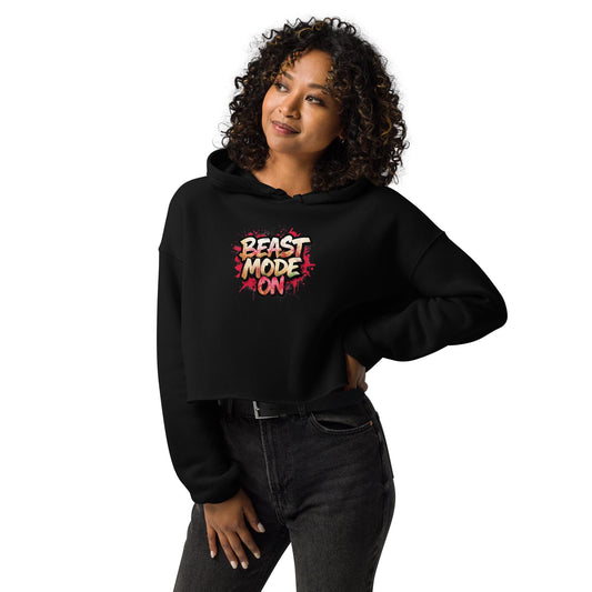 Beast Mode On Cropped Hoodie  Womens Workout Hoodie  Motivational Fitness Crop Top  Gym Streetwear  Strong Women Gift