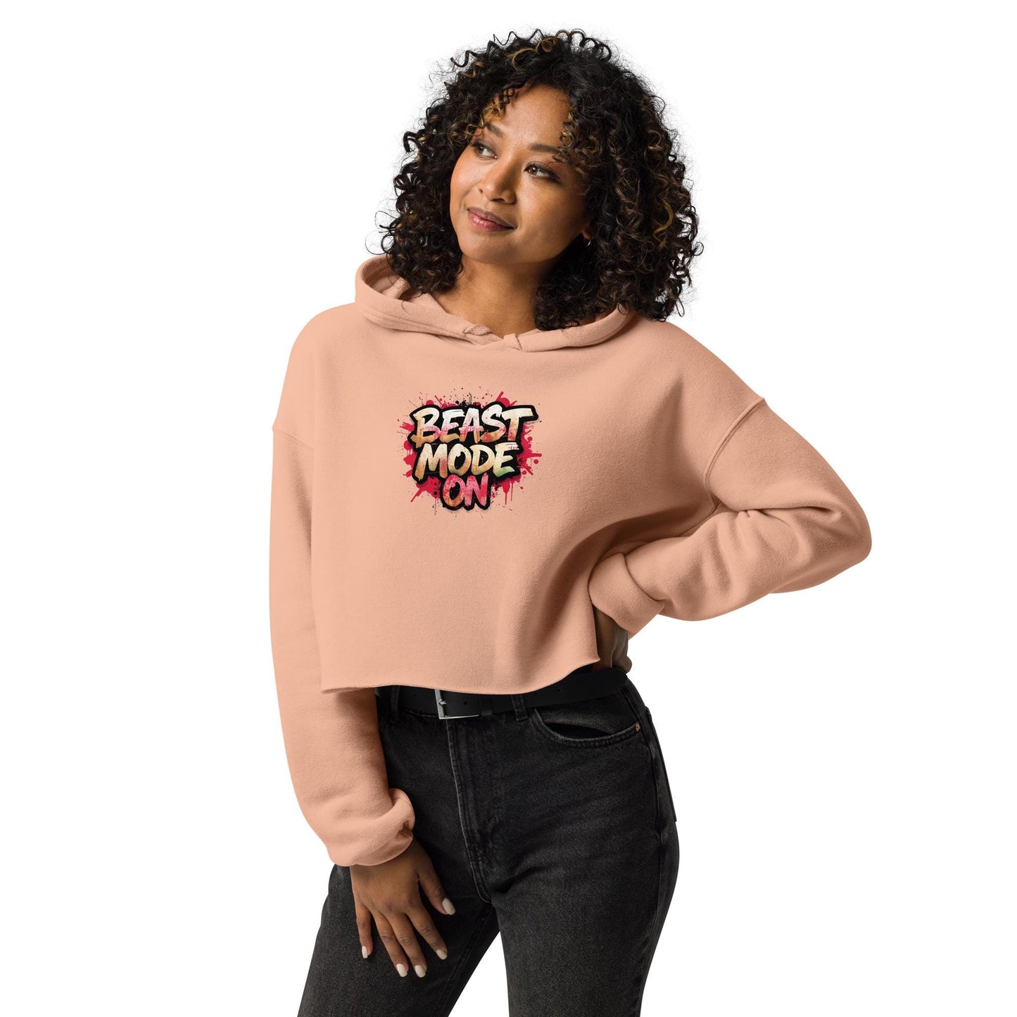 Beast Mode On Cropped Hoodie  Womens Workout Hoodie  Motivational Fitness Crop Top  Gym Streetwear  Strong Women Gift