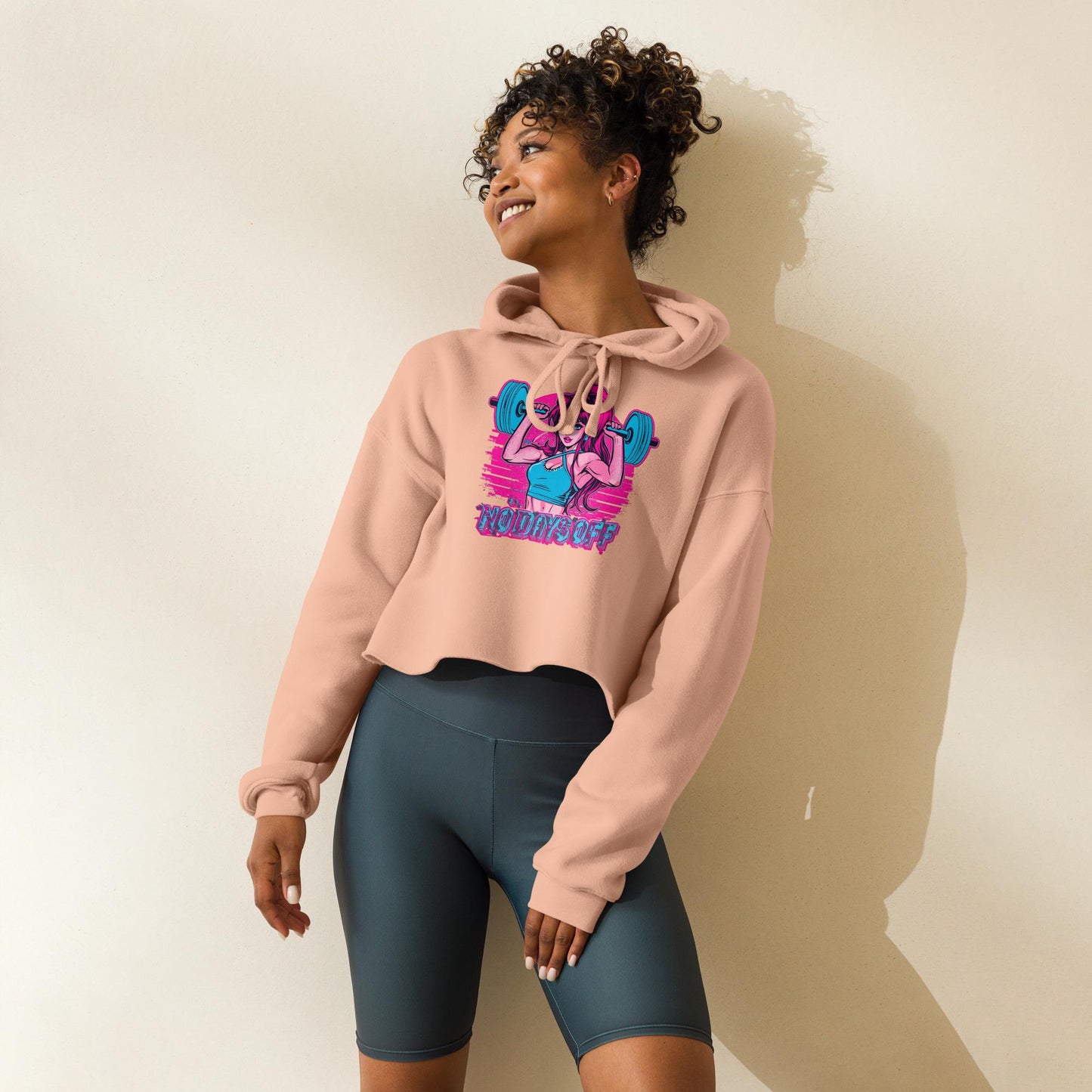 Women's Cropped Hoodie  WORKOUT Hoodie | Gym Barbell Fitgirl Sweatshirt | Neon Fitness Streetwear | Strong Women Hoodie