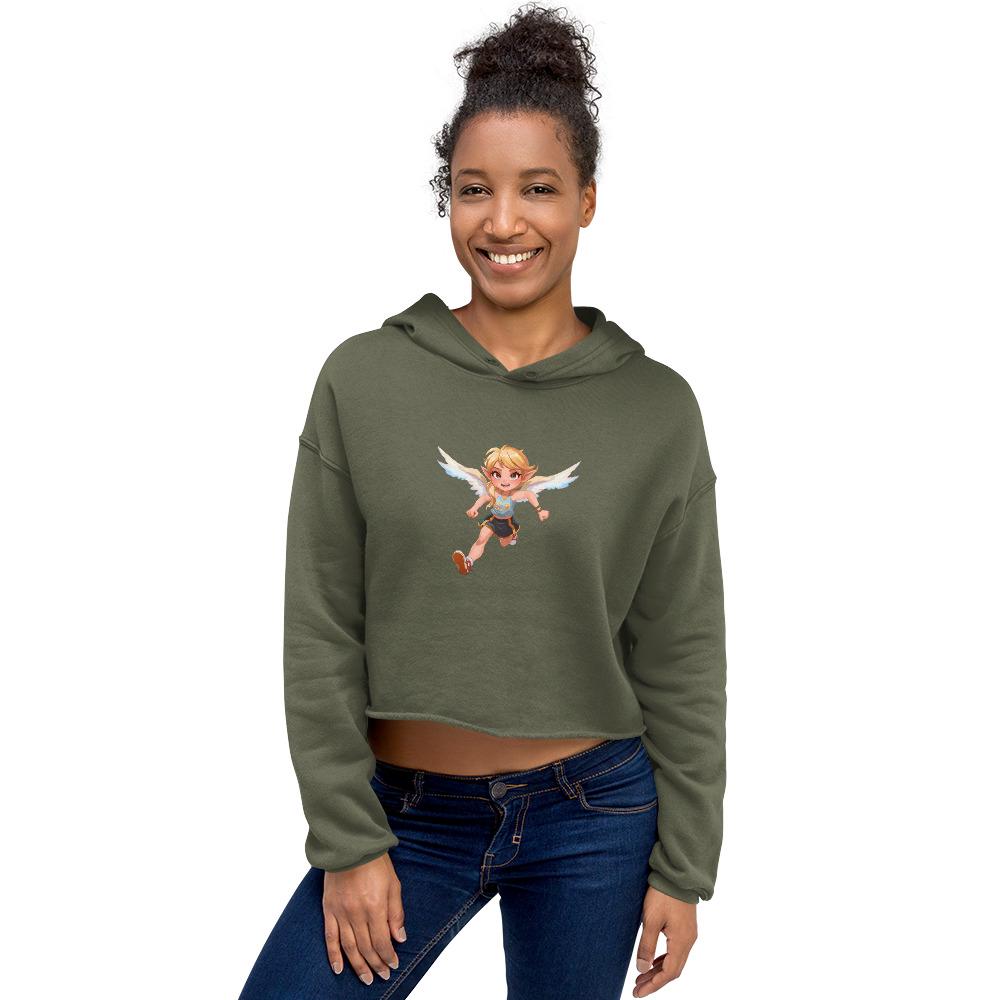 Fairy Sport Crop Hoodie  Cute Fitness Hoodie with Magic Fairy Design | Womens Cropped Sweatshirt