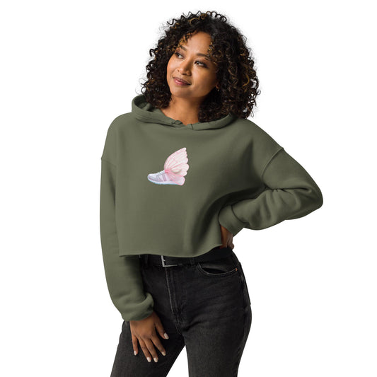 Winged Sneaker Crop Hoodie  Womens Fitness Hoodie | Unique Gym & Streetwear Sweatshirt