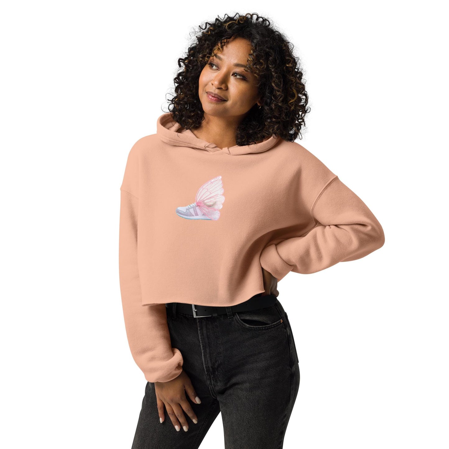 Winged Sneaker Crop Hoodie  Womens Fitness Hoodie | Unique Gym & Streetwear Sweatshirt
