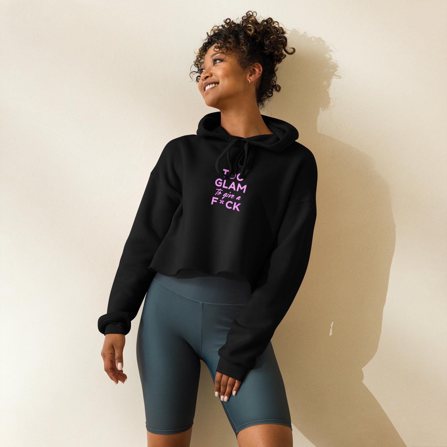 Too Glam To Give A F*ck Cropped Hoodie  Bold Slogan Streetwear Sweatshirt