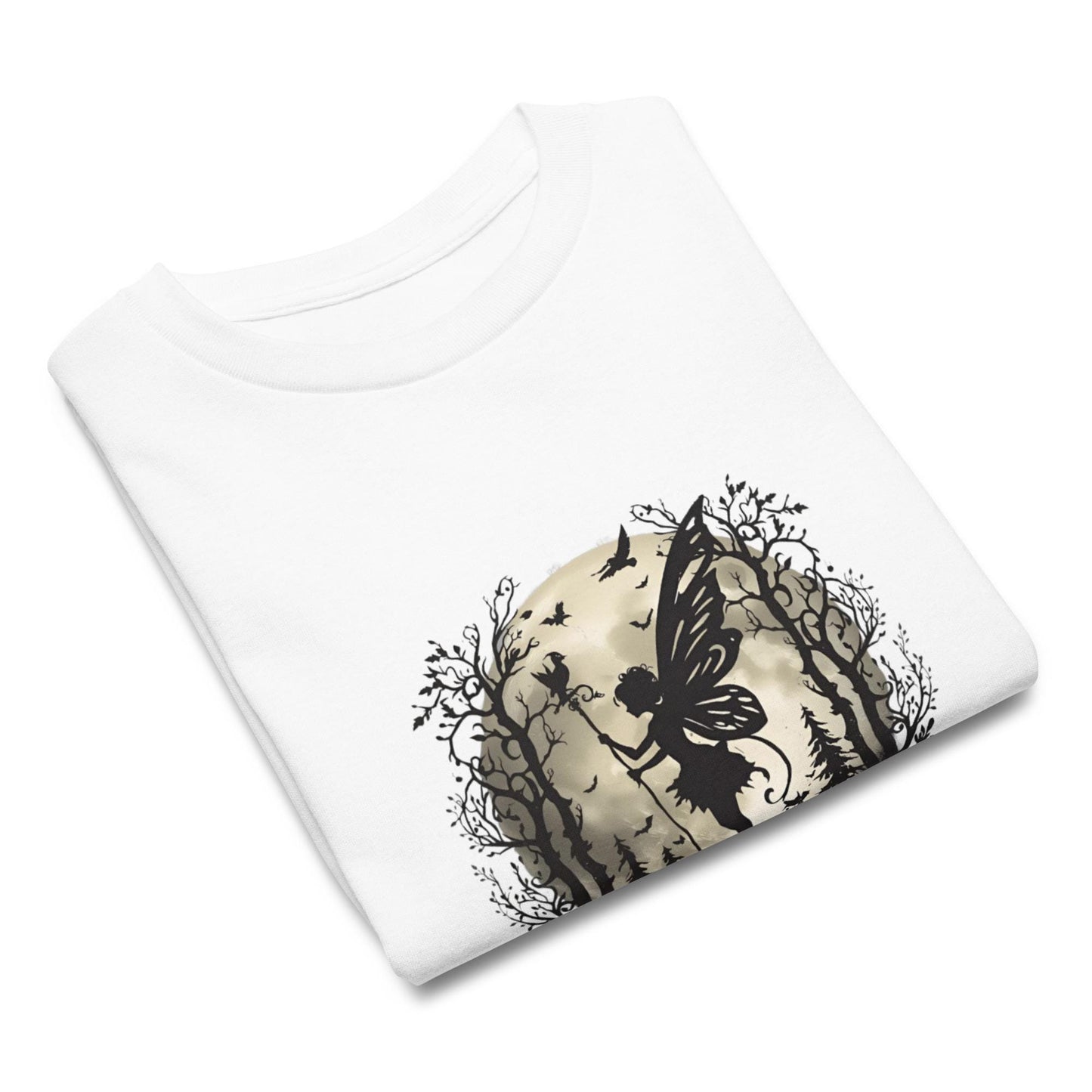 Moonlit Forest Fairy T Shirt | Unisex Cotton Tee | Black or White | XS to XL | Fairycore Gothic Aesthetic | Soft 100 percent Cotton