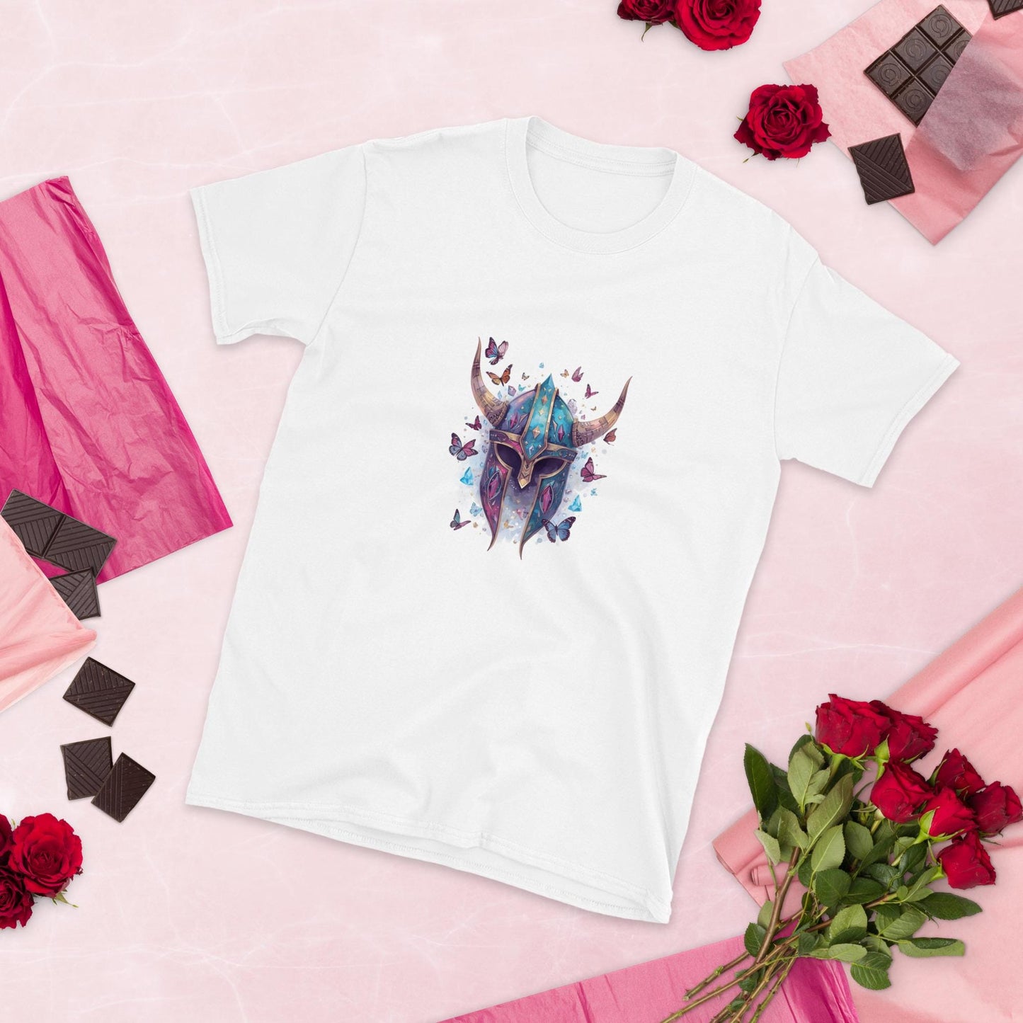 Fairy Viking Helmet T Shirt | Unisex 100 percent Cotton | Black or White | XS to XL | Butterfly Crystal Norse Aesthetic Tee