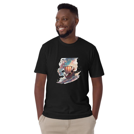 Fairy Viking Longship T Shirt | Unisex | Black or White | Celestial Norse Boat Graphic | Fantasy Aesthetic Top