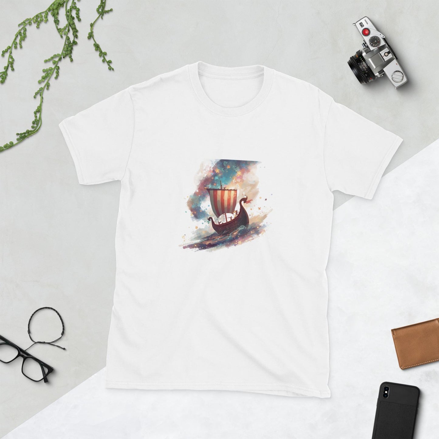 Fairy Viking Longship T Shirt | Unisex | Black or White | Celestial Norse Boat Graphic | Fantasy Aesthetic Top