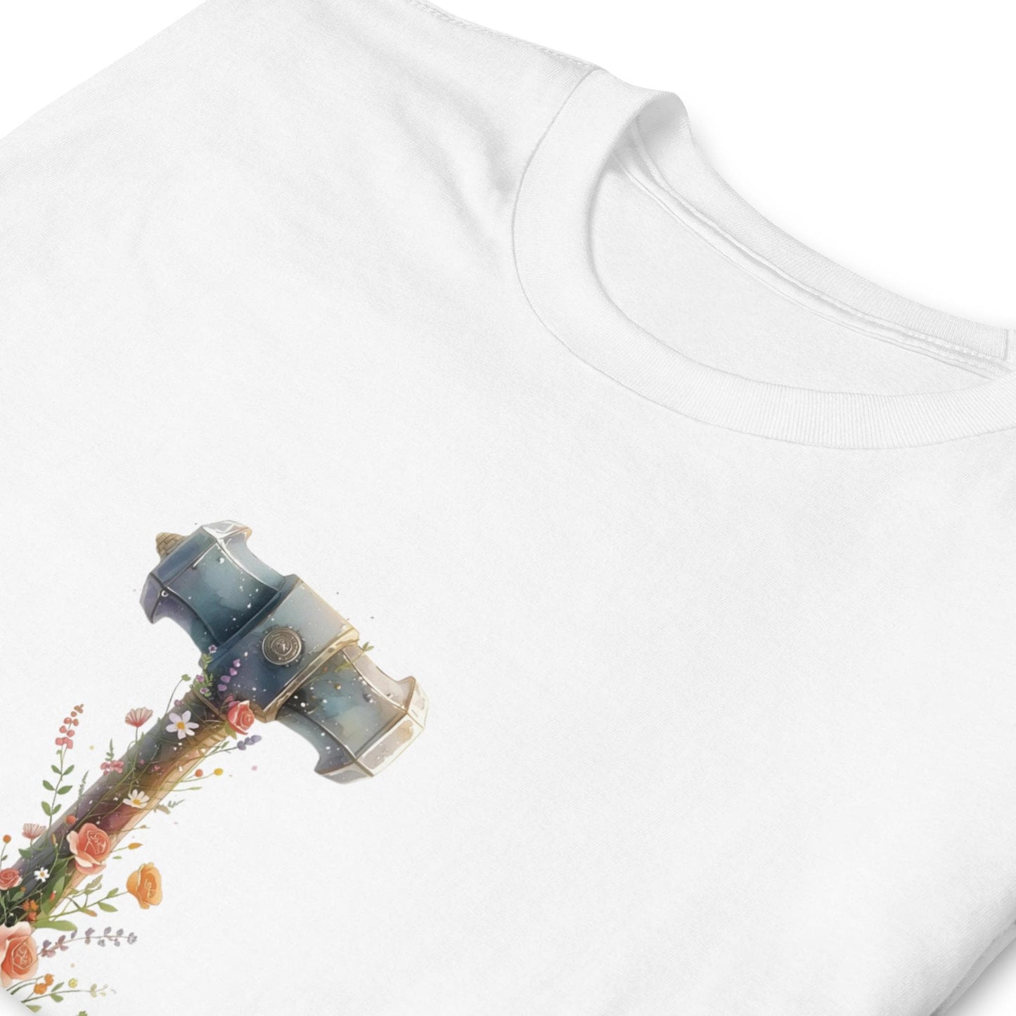 Fairy Viking Floral Hammer T Shirt | White Only | Fantasy Mjolnir Graphic | Unisex Tee