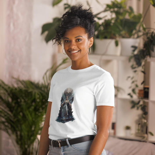 Fairy Queen Crystal Throne T-Shirt | Fantasy Royal Graphic | White