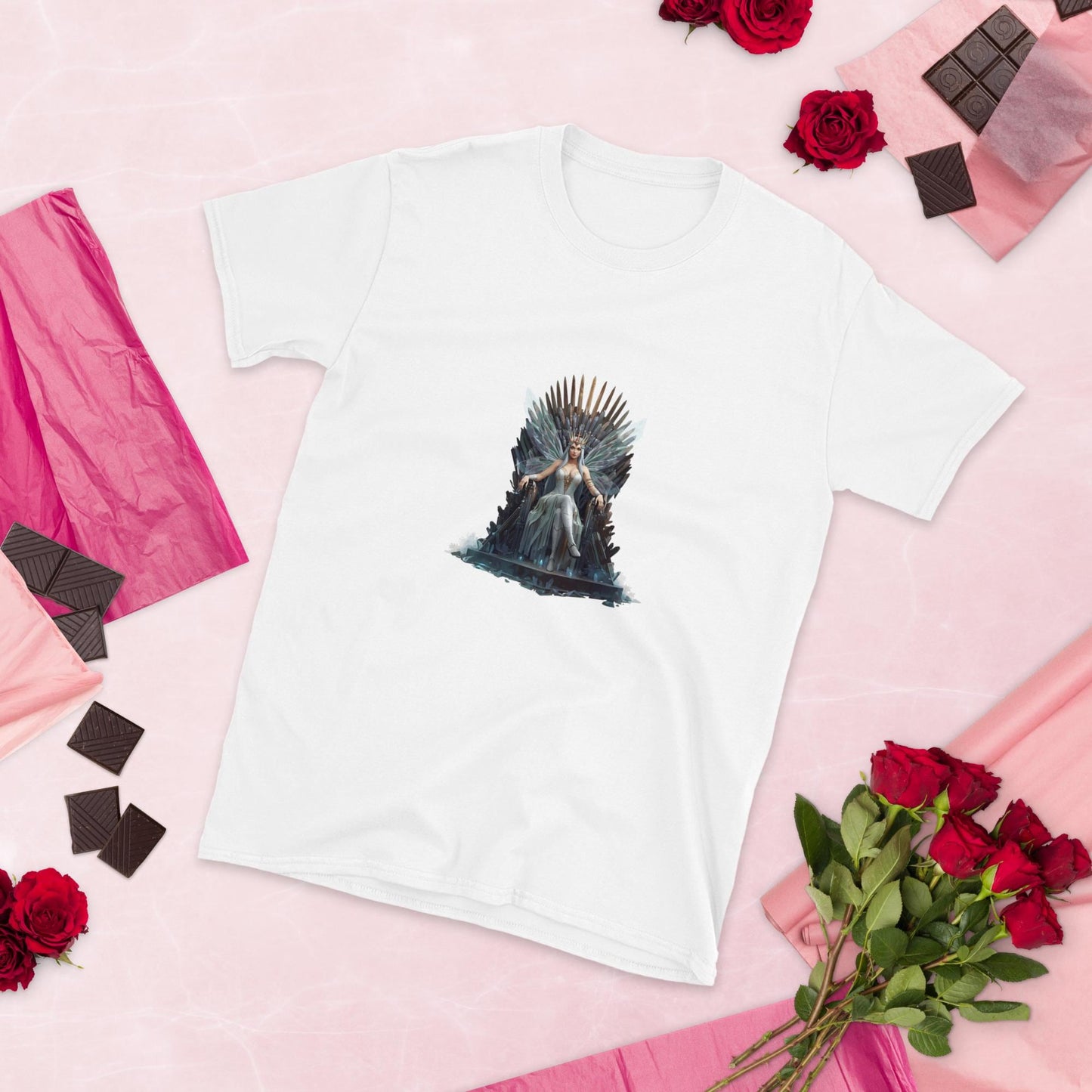 Fairy Queen Crystal Throne T-Shirt | Fantasy Royal Graphic | White