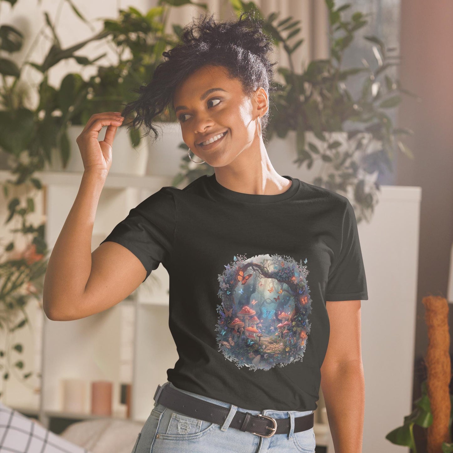 Enchanted Butterfly Forest Portal T Shirt | Fairycore Mushroom Grove | Fantasy Woodland Graphic
