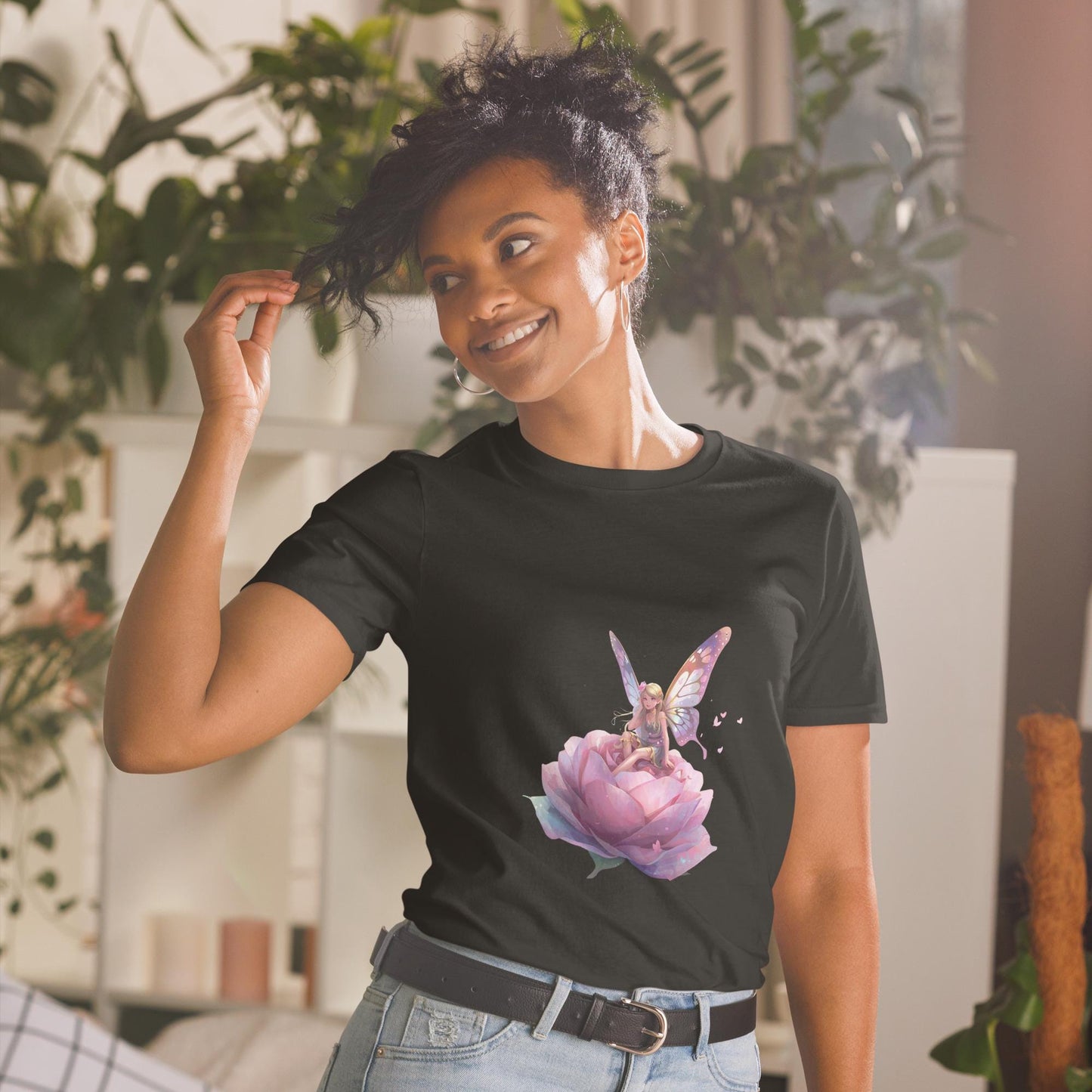 Floral Fairy Rose T-Shirt | Fairycore Graphic | Black or White | Unisex Tee