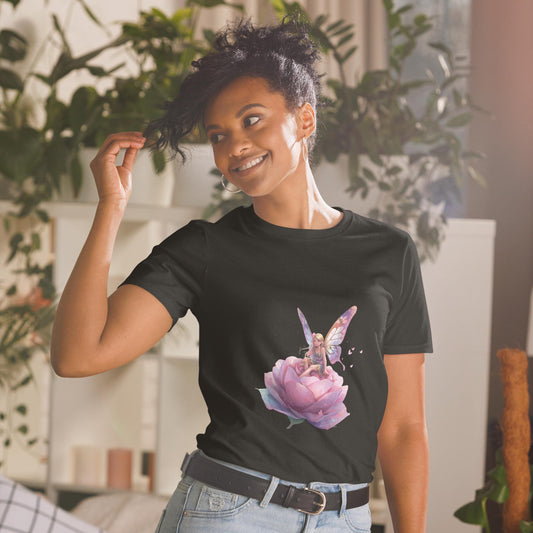 Floral Fairy Rose T-Shirt | Fairycore Graphic | Black or White | Unisex Tee