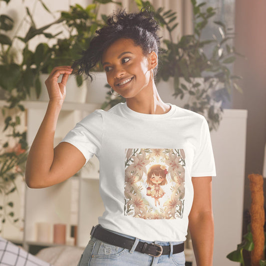 Floral Fairy T-Shirt | Chibi Lantern Fairy | Pastel Anime Graphic | Black or White