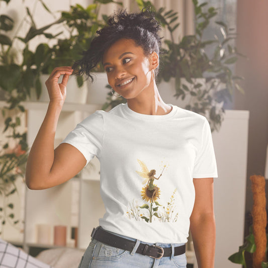 Sunflower Fairy T-Shirt | Floral Fairycore Graphic | White | Unisex Tee