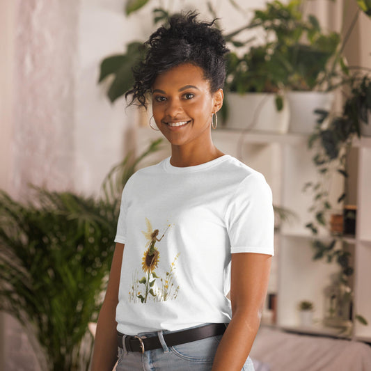 Sunflower Fairy T-Shirt | Floral Fairycore Graphic | White | Unisex Tee