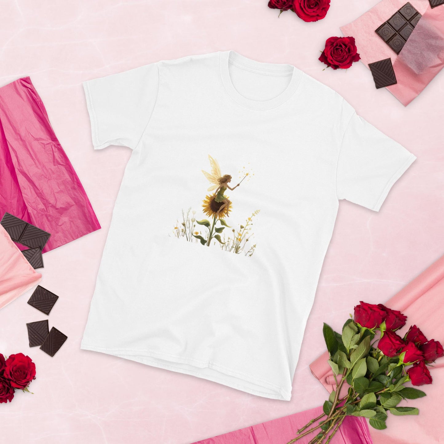 Sunflower Fairy T-Shirt | Floral Fairycore Graphic | White | Unisex Tee