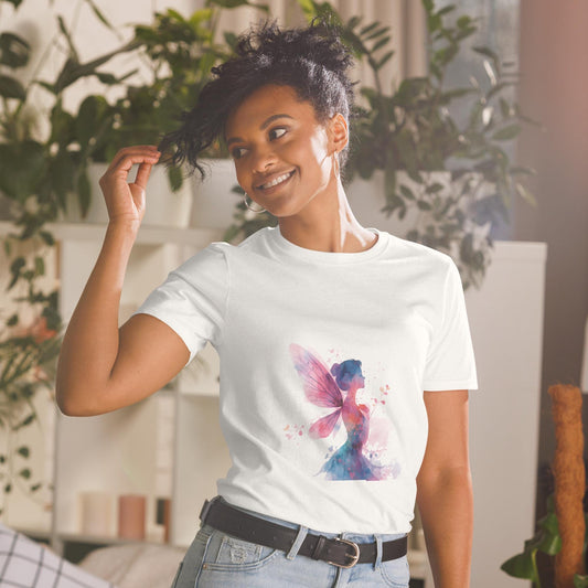 Watercolor Fairy Silhouette T-Shirt | Pastel Wings Graphic | Fairycore Aesthetic | Black or White