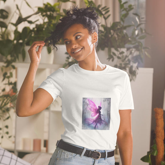 Mystic Purple Fairy Silhouette T Shirt | Watercolor Wings Graphic | Fairycore Aesthetic | Black or White