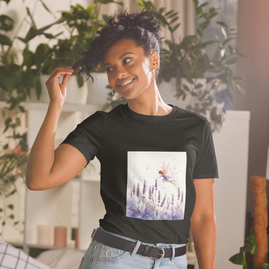 Lavender Field Fairy T-Shirt | Watercolor Floral Fairycore Graphic | Black or White
