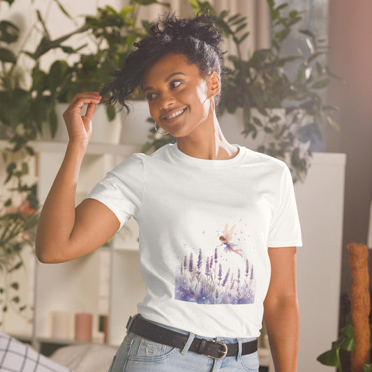 Lavender Field Fairy T-Shirt | Watercolor Floral Fairycore Graphic | Black or White