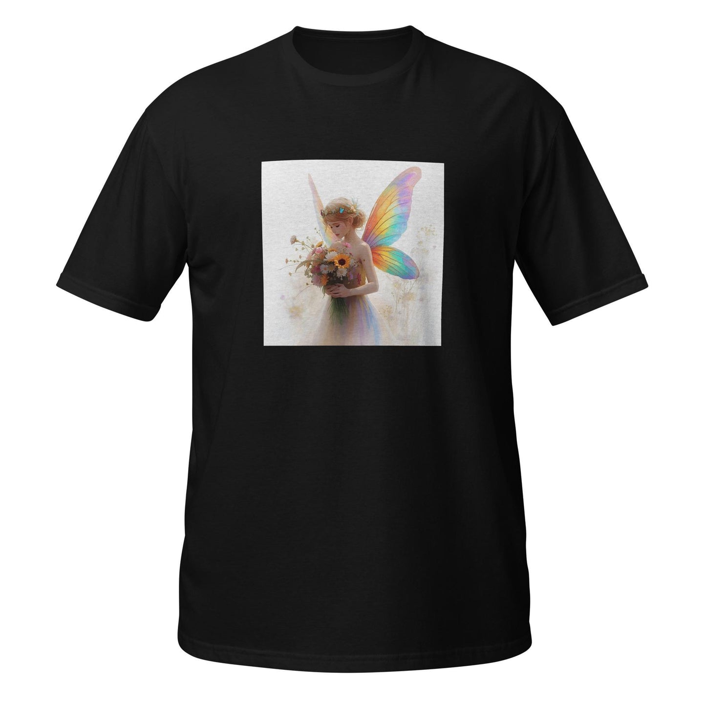 Bouquet Fairy T Shirt | Rainbow Wings Floral Fairycore Graphic | Black or White