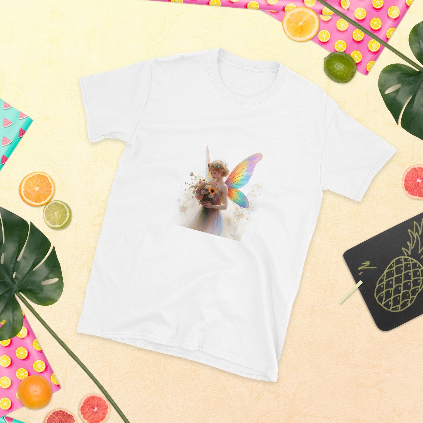 Bouquet Fairy T Shirt | Rainbow Wings Floral Fairycore Graphic | Black or White