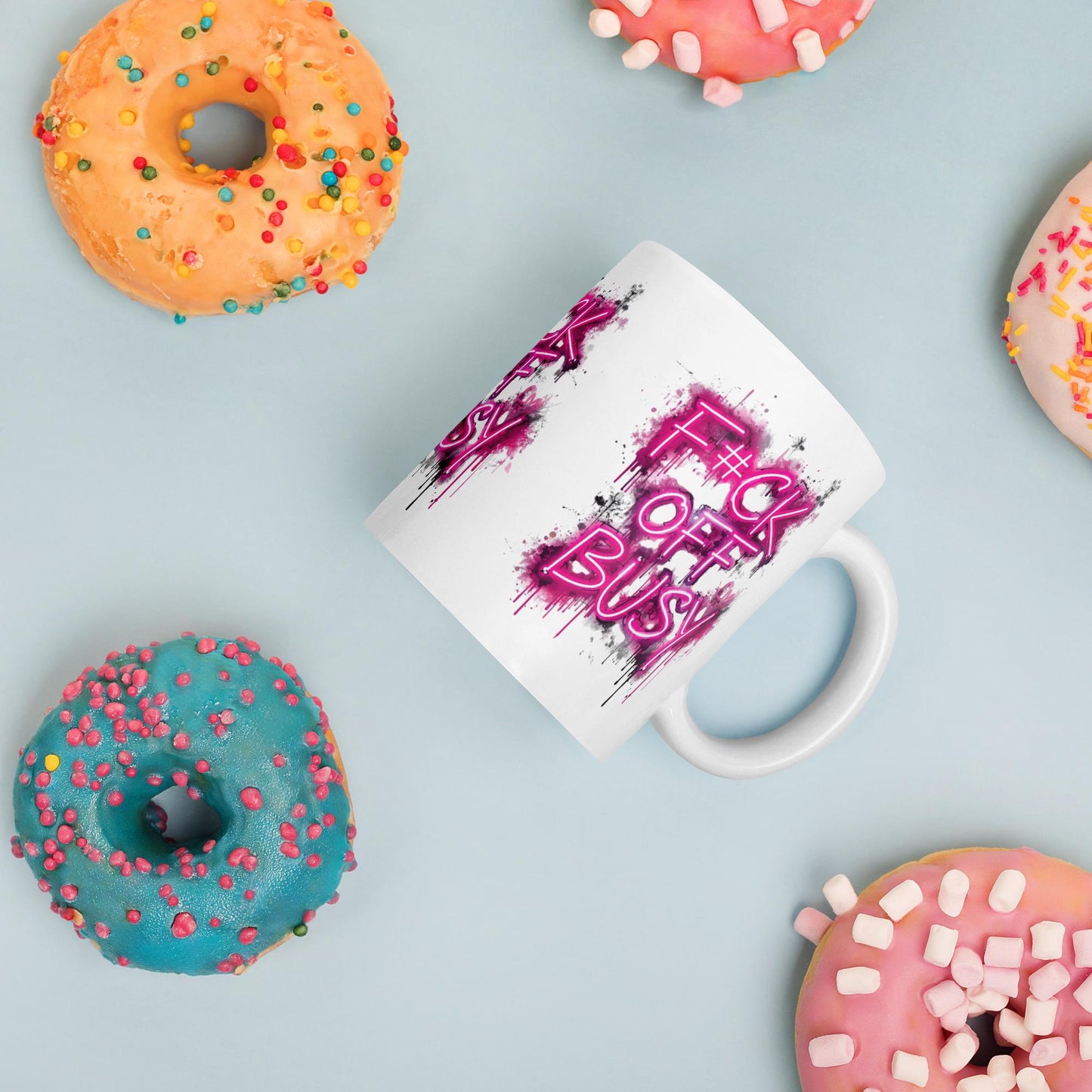 F*ck Off Busy Mug | Pink Graffiti Coffee Cup | Dishwasher & Microwave Safe