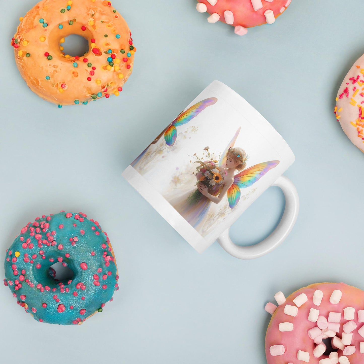 Bouquet Fairy Mug | Rainbow Wings Floral Cup | Dishwasher & Microwave Safe