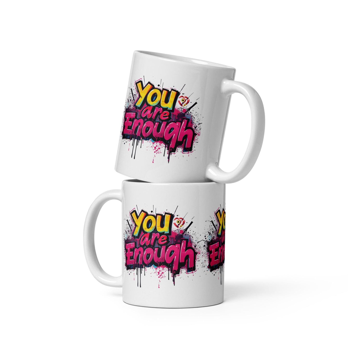You Are Enough Mug | Pink Graffiti Motivational Cup | Dishwasher & Microwave Safe