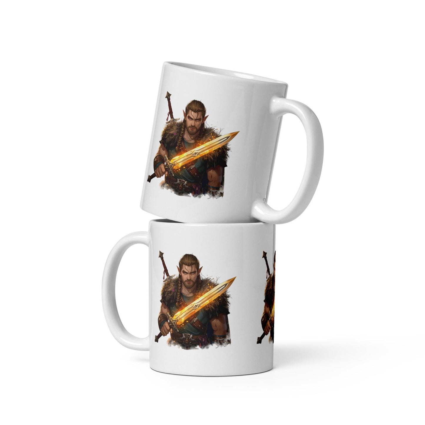 Fairy Viking Warrior Mug | Golden Sword Norse Fantasy Cup | Dishwasher & Microwave Safe