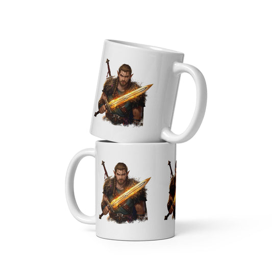 Fairy Viking Warrior Mug | Golden Sword Norse Fantasy Cup | Dishwasher & Microwave Safe