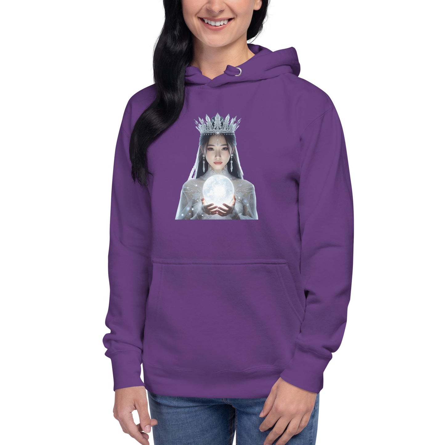 Fantasy Christmas Winter Queen Hoodie | Unisex Holiday Sweatshirt | Crystal Orb Graphic