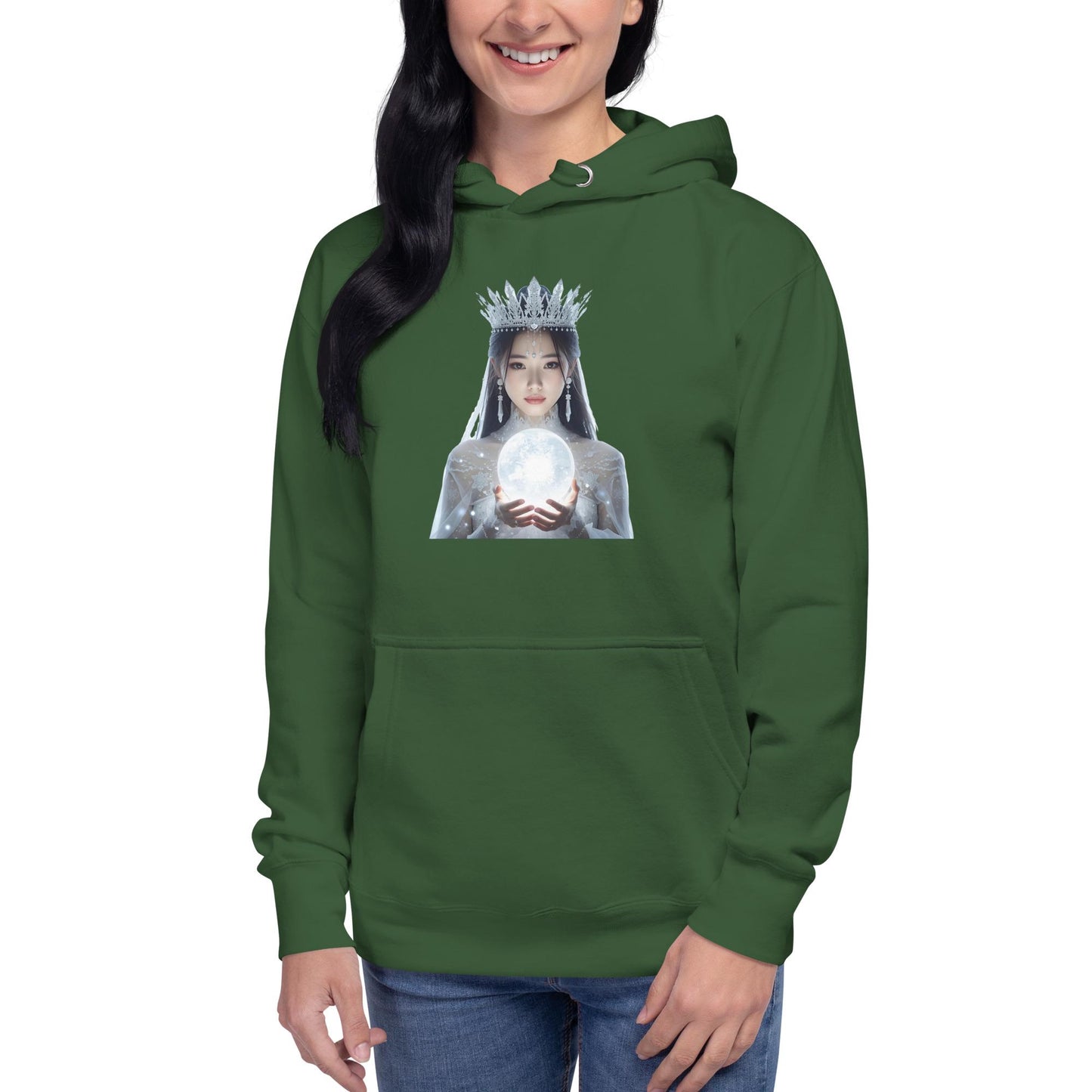 Fantasy Christmas Winter Queen Hoodie | Unisex Holiday Sweatshirt | Crystal Orb Graphic