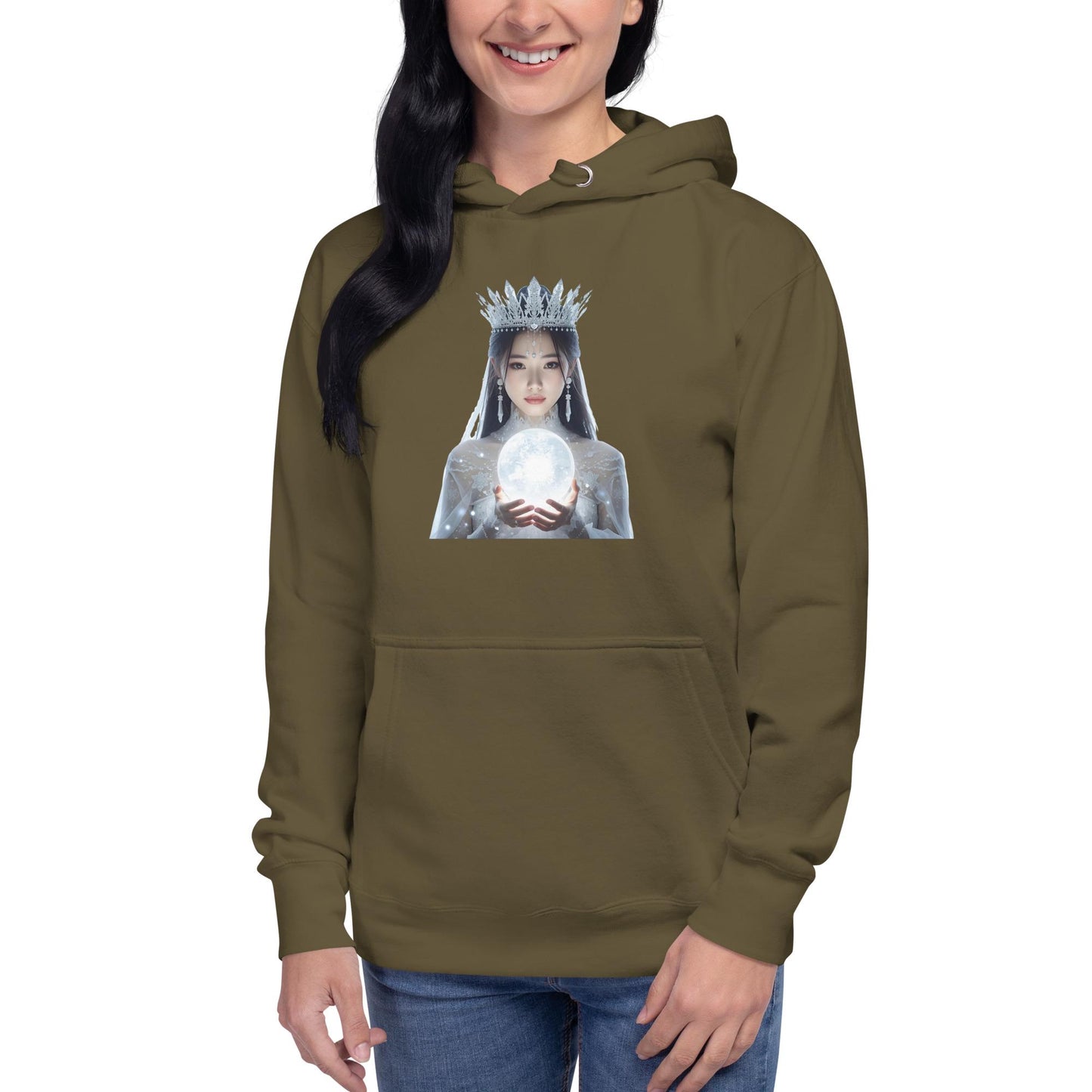 Fantasy Christmas Winter Queen Hoodie | Unisex Holiday Sweatshirt | Crystal Orb Graphic