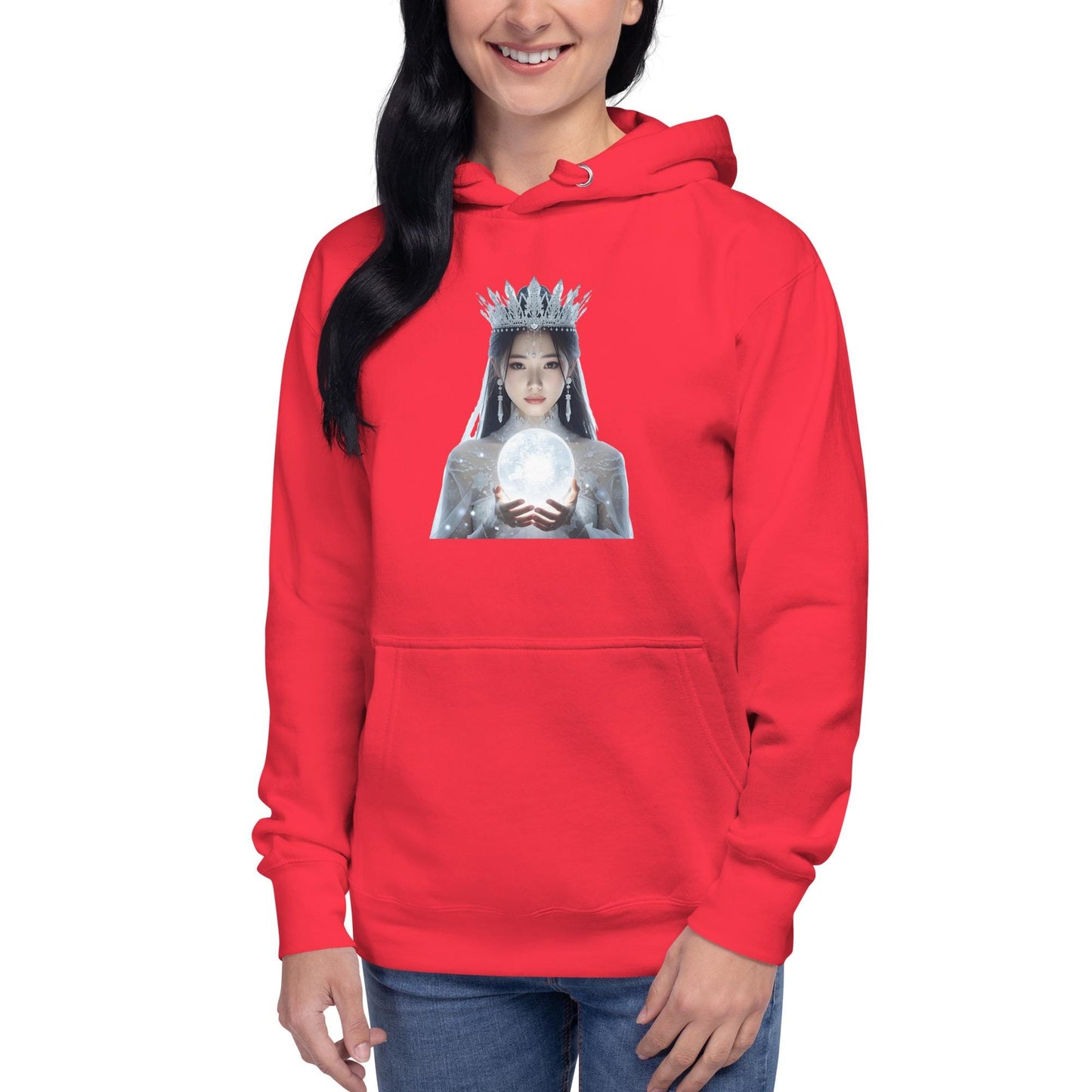Fantasy Christmas Winter Queen Hoodie | Unisex Holiday Sweatshirt | Crystal Orb Graphic