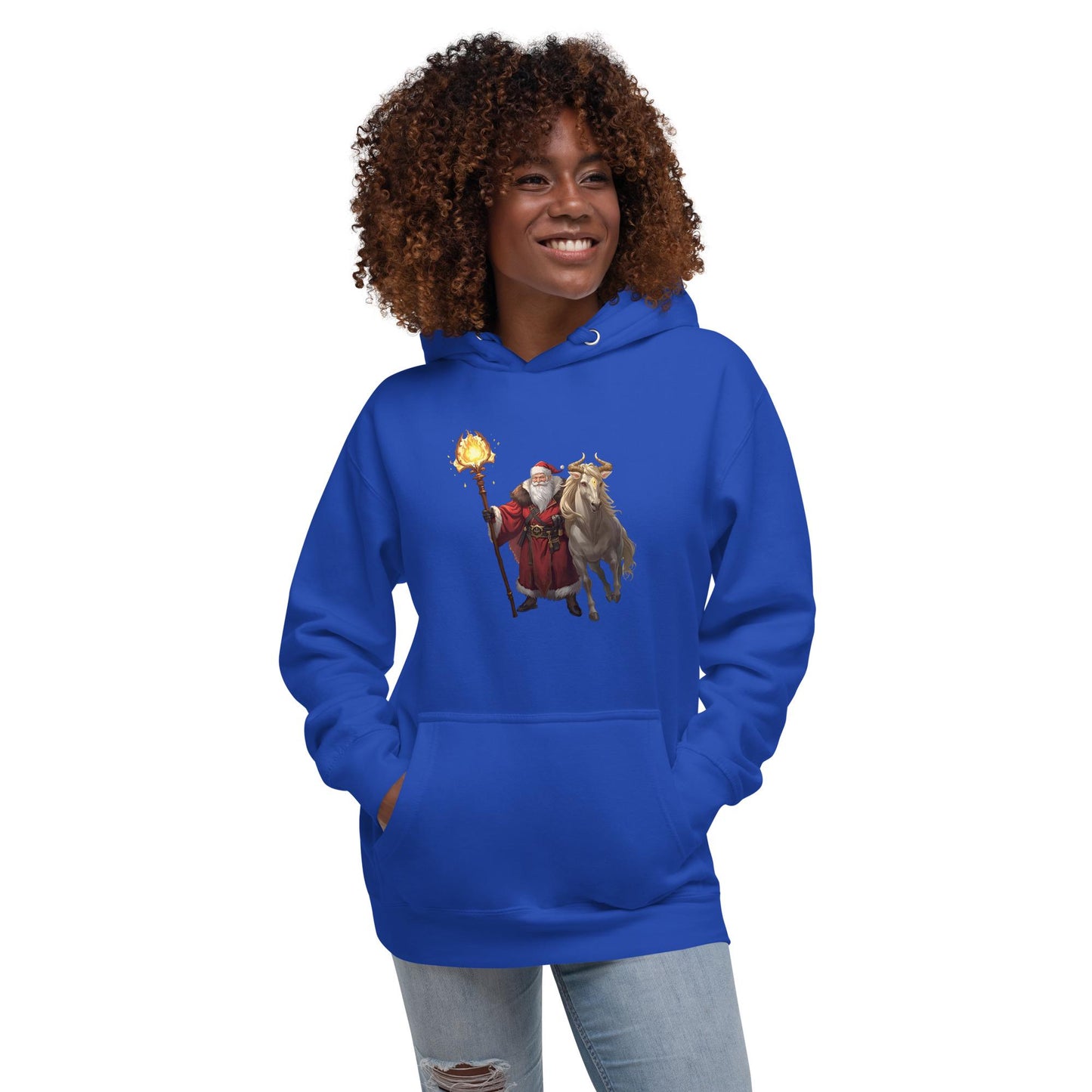 Fantasy Christmas Santa & Reindeer Hoodie | Unisex Cozy Holiday Sweatshirt