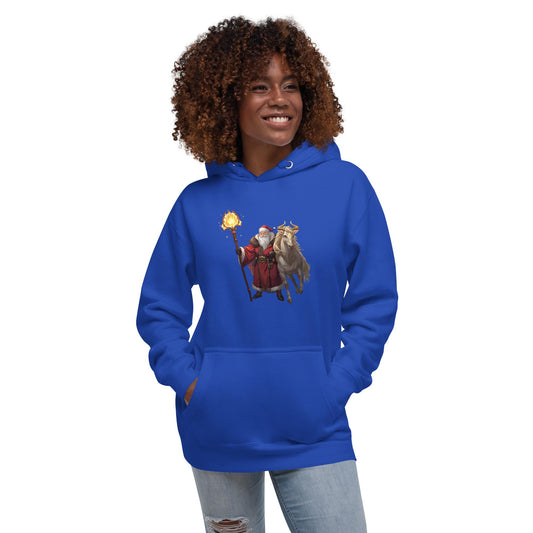 Fantasy Christmas Santa & Reindeer Hoodie | Unisex Cozy Holiday Sweatshirt