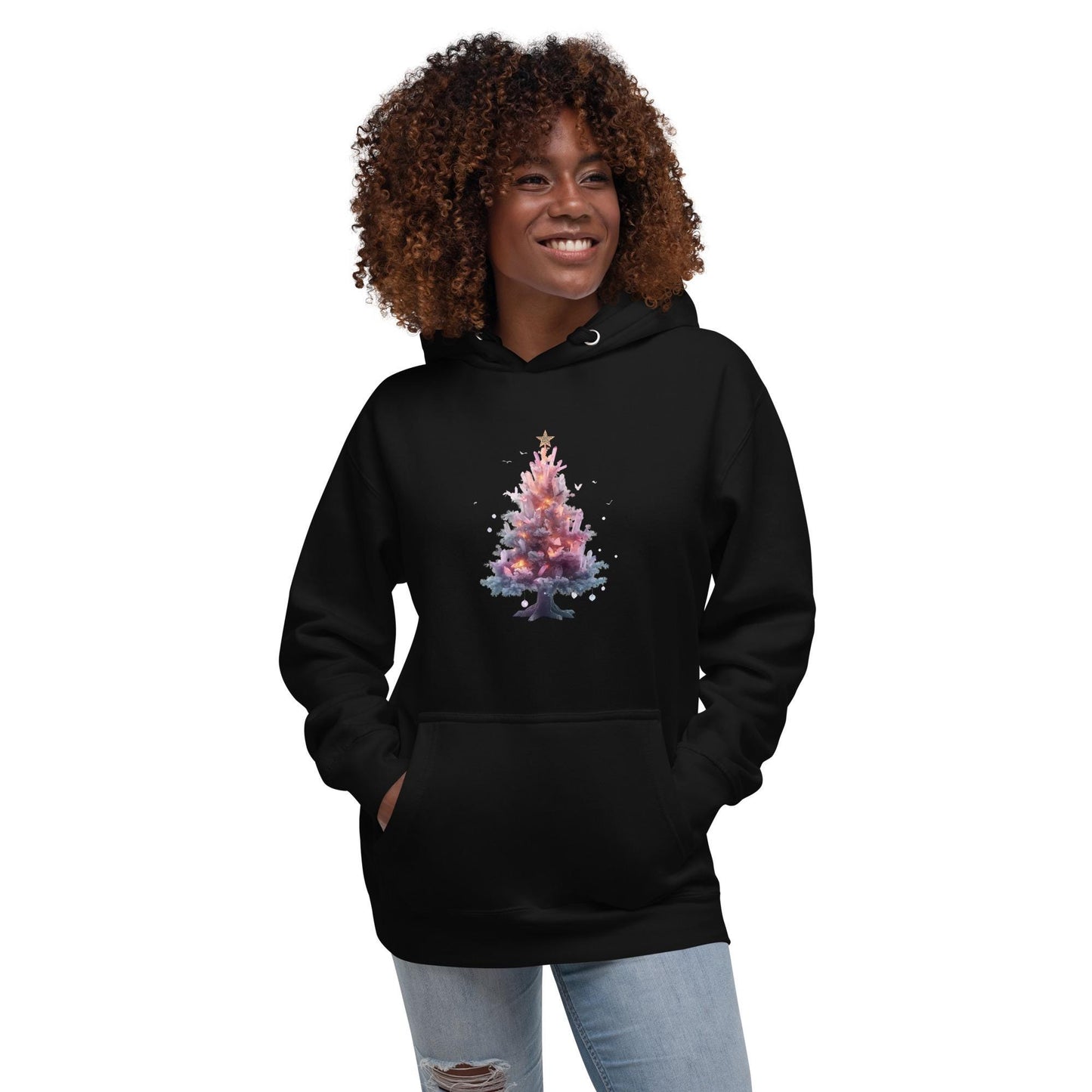 Watercolor Christmas Tree Hoodie | Fantasy Holiday | Unisex Cozy Sweatshirt