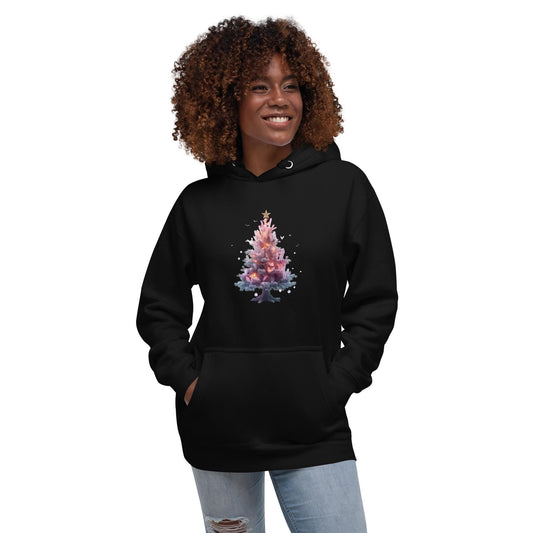 Watercolor Christmas Tree Hoodie | Fantasy Holiday | Unisex Cozy Sweatshirt