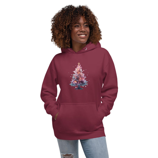 Watercolor Christmas Tree Hoodie | Fantasy Holiday | Unisex Cozy Sweatshirt